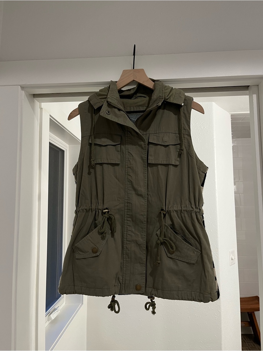 Fashionomics Olive Hooded Utility Vest